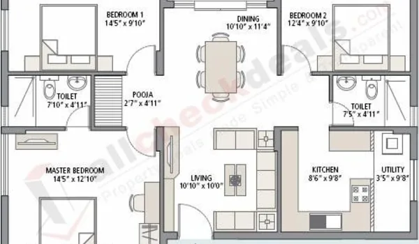 Vaishnavi Vana 3 BHK Apartment Floor Plan Vaishnavi Vana 3 BHK Apartment Floor Plan